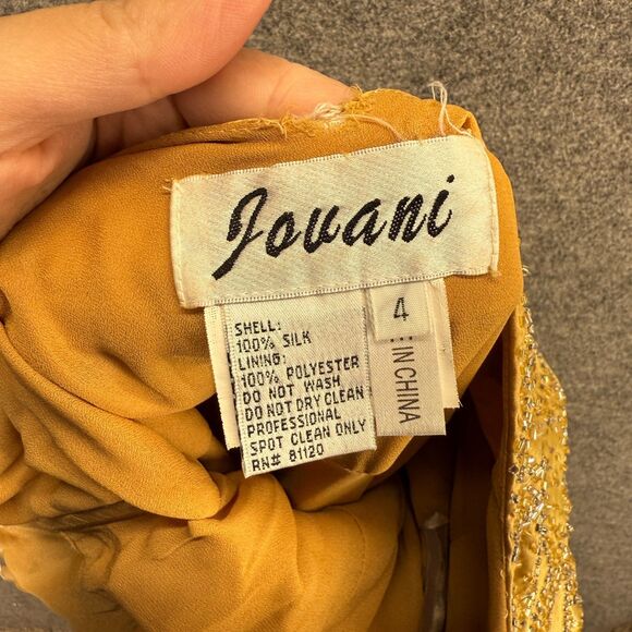 Jovani Dress Women 4 Beige Maxi Long Sleeveless Halter Neck Zipper Silk Lined - Picture 4 of 5